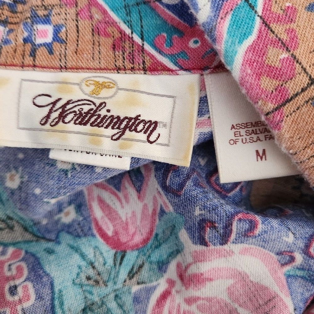 80s Floral Printed Patchwork Top - image 4